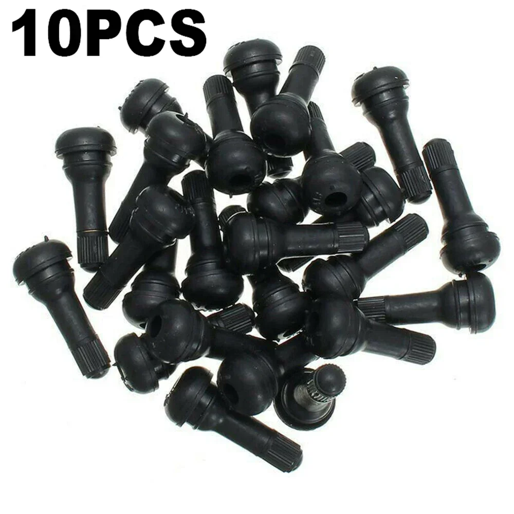 Cap Valve Stems TR413 Tyre Accessory Black SET Tubeless 10Pcs Rubber Snap In Type Exterior Replacement Durable