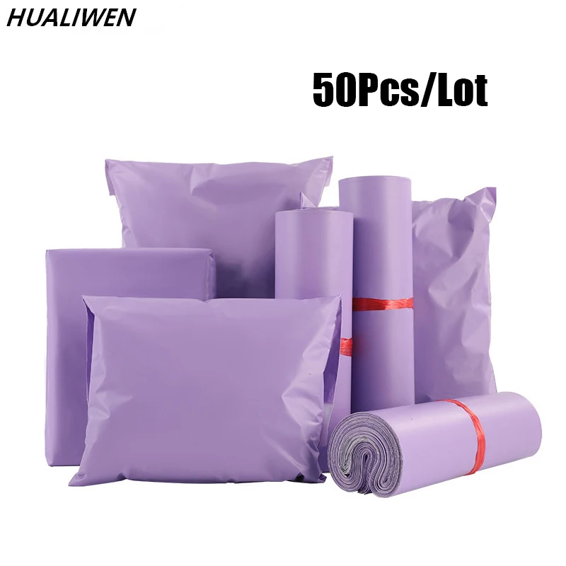 

50 PCs/Lot Purple Self-seal Adhesive Courier Bags, Storage Bags, Plastic Poly Envelope, Mailer Postal Shipping Mailing Bags