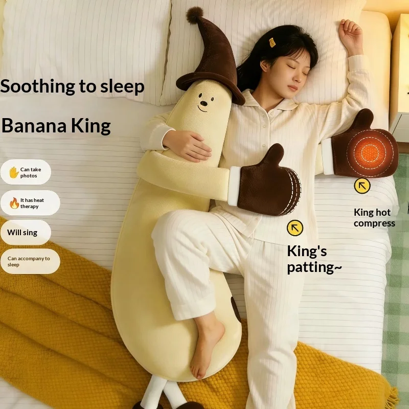 Banana King Soothing Patting Heatable Sleeping Body Pillow For Women Side Sleeper Leg Hugging Pillow Home Decoration
