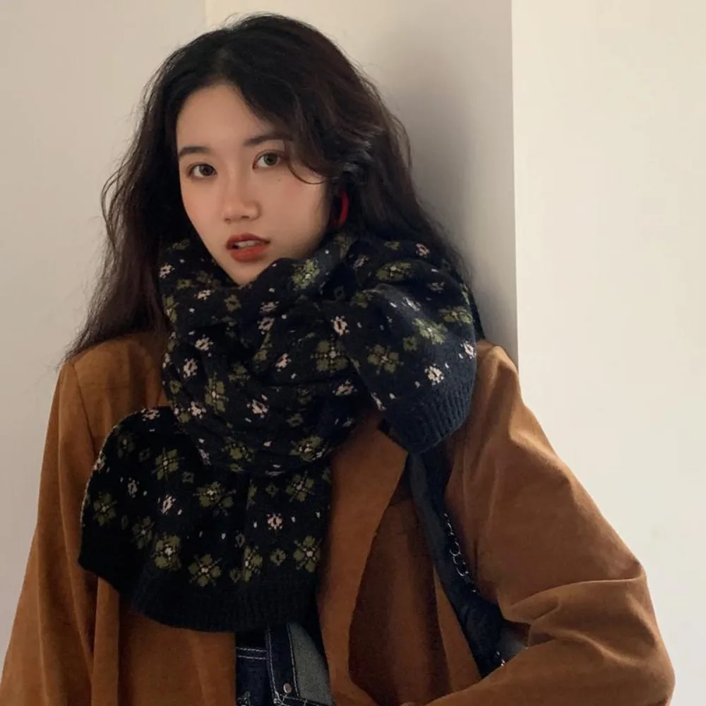 Regalo suéter Tops cálido lana sintética estudiante Otoño Invierno chal bufanda estilo coreano bufanda mujer bufanda accesorios de ropa