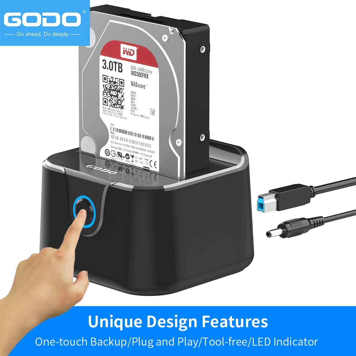 Imagem -03 - Godo-estação de Ancoragem do Disco Rígido Externo Usb 3.0 para Sata Iii 2.5 3.5 Dock do Disco Rígido com Uasp Gbps