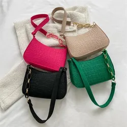 Trendy Lightweight Women Small Square Bag Crocodile Pattern Faux Fur Material Versatile Chain Strap Single Shoulder Bag