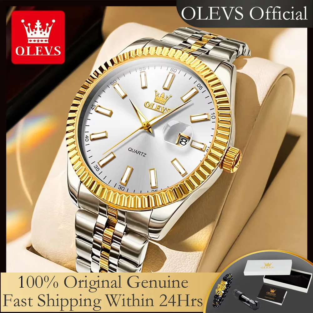 

OLEVS 5593 оригинальные кварцевые часы для мужчин, роскошные лучшие бренды из нержавеющей стали, водонепроницаемые мужские наручные часы с автоматической датой, роскошные мужские часы