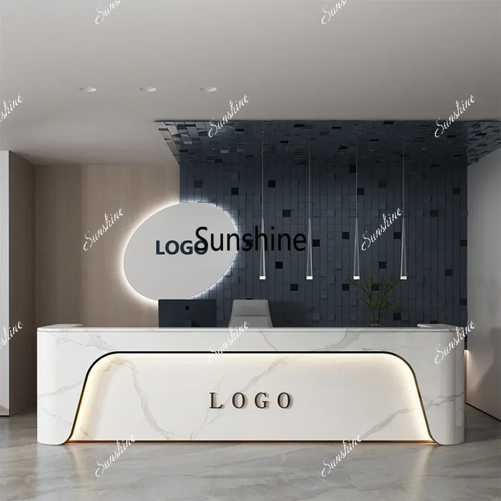 YExquisite Reception Desk for Office Front Desk Reception Counter Reception Desk with LED Lights for Barber Shop Salon