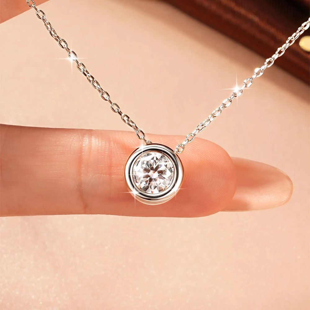 Zertifizierte 4mm-7,5mm Bubble Moissanit Halskette Funkelnder Solitär Labor-Diamant Anhänger Halsketten für Damen Schmuck – Detail 15