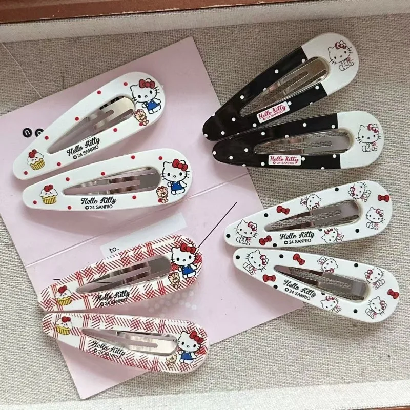 

Cute Hello Kitty Girl Heart Wave Dot Grid Hairpin Sweet and Versatile Break and Clip Broken Hair Hairpiece with Hairband Edge
