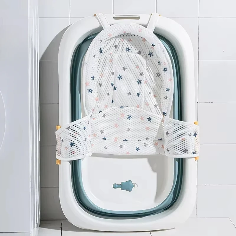 

Adjustable Bathtub Pillow Seat Cushion Cross-shaped Anti-slip Baby Bath Seat Net Mat Mesh For Infant Baby Shower Cradle Bed Seat