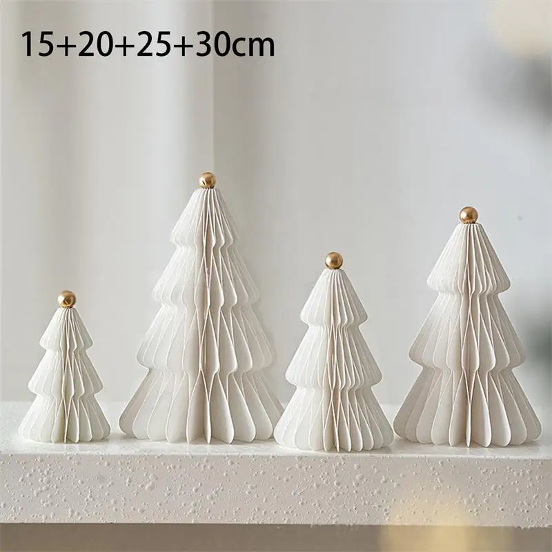 4 Stück 3D-Wabenpapier-Weihnachtsbaum-Dekorationen, faltbare Weihnachtsbaum-Ornamente, DIY-Tischdekoration, Heim- und Feiertagsparty-Dekoration – Detail 9