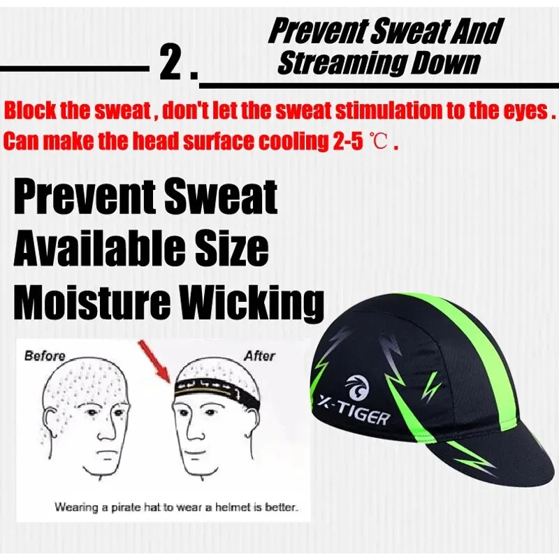 X-TIGER Riding Bright Green Outdoor Sport Bike Head MTB Bicycle Headwear Headband 100% Polyester Cycling Hats Bandana Pro Cap