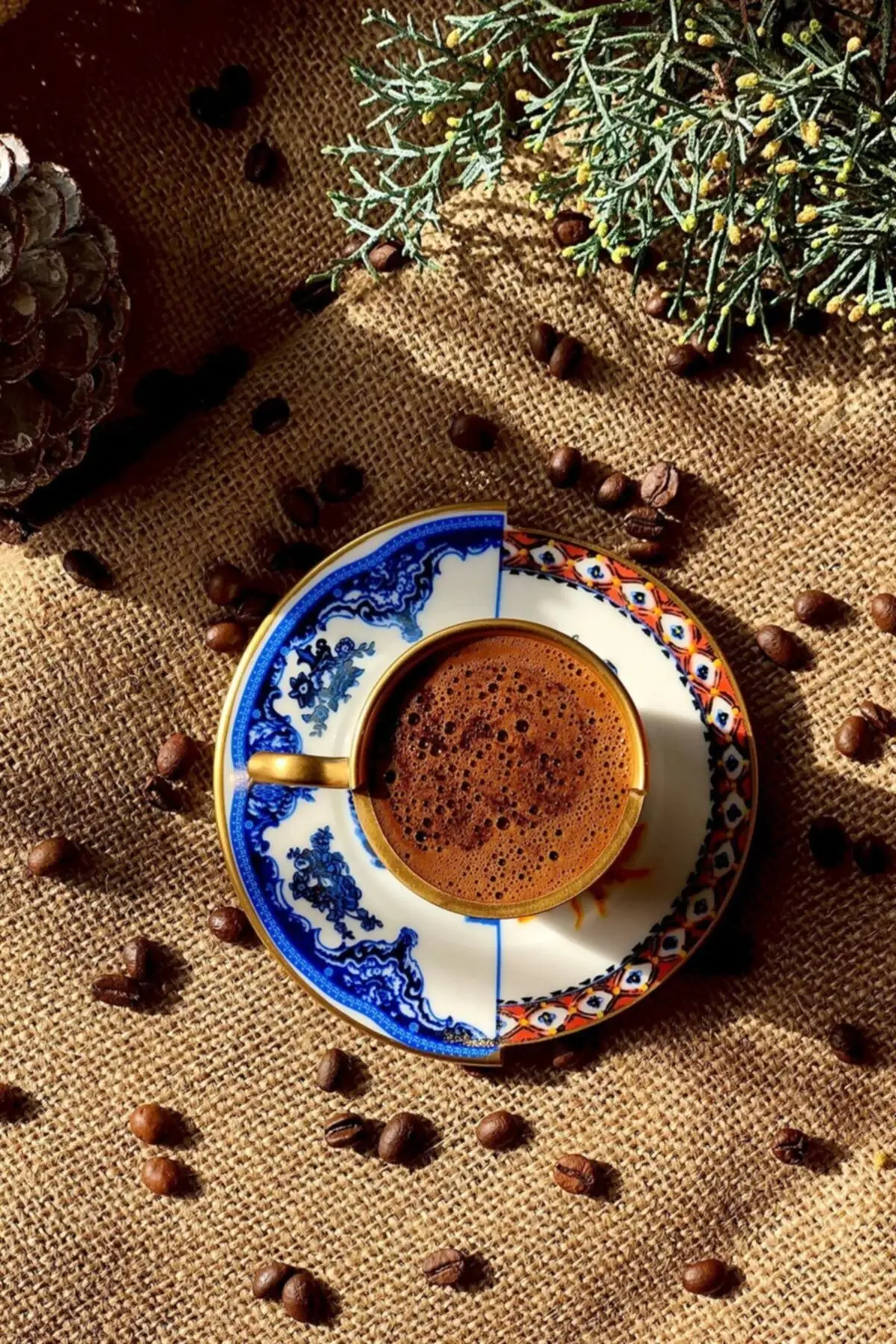 

Coffee cup with two pattern 2-piece coffee cup