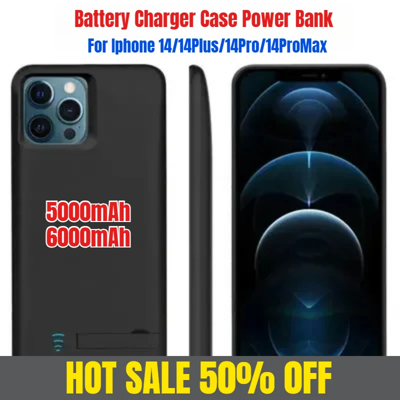 

5000/6000mAh Battery Case for Iphone 14/14Plus/14Pro/14ProMax Battery Charger Case Power Bank