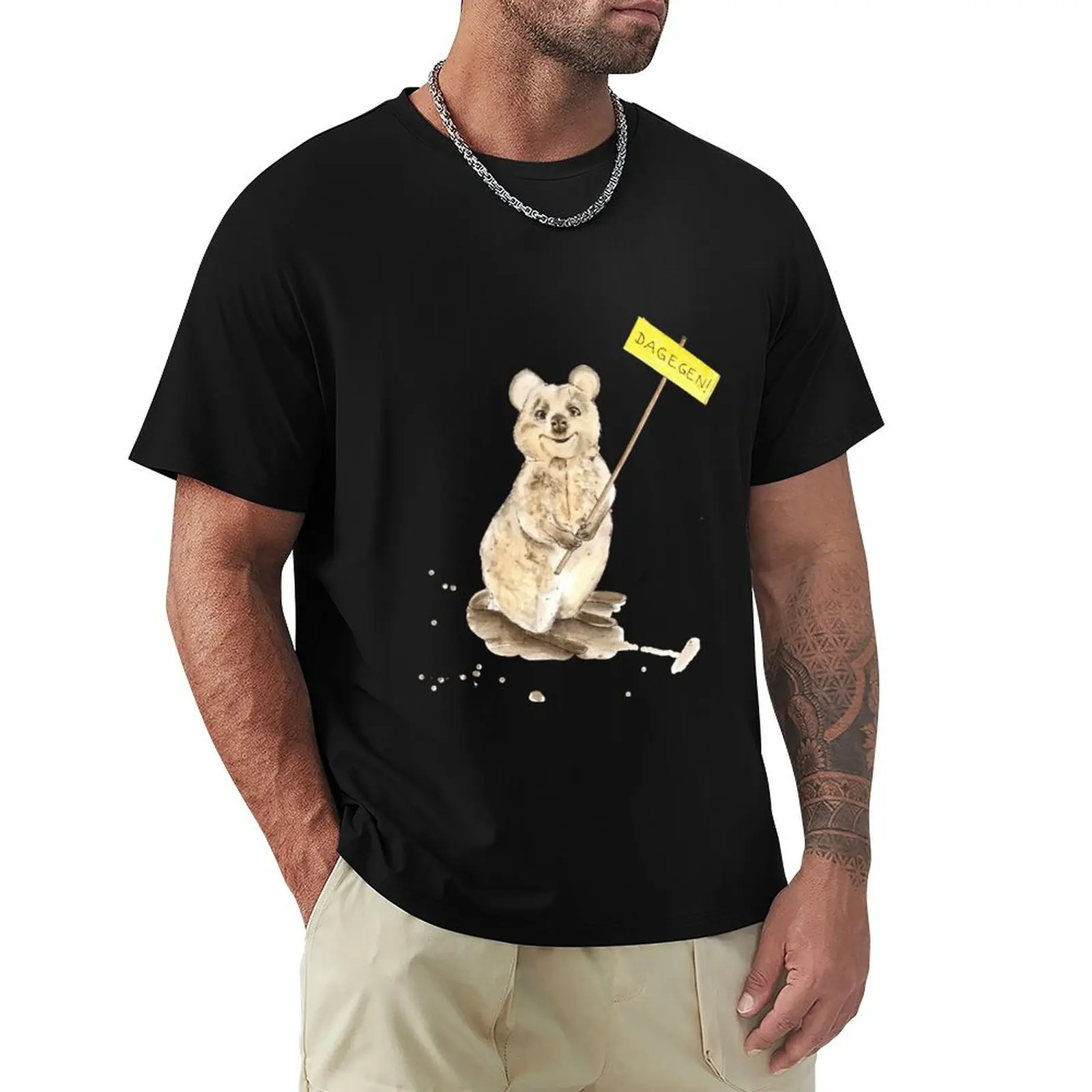

Quokka happiest animal in the world Ulli Stein Fan Art T-Shirt topping oversized graphic tee mens workout shirts
