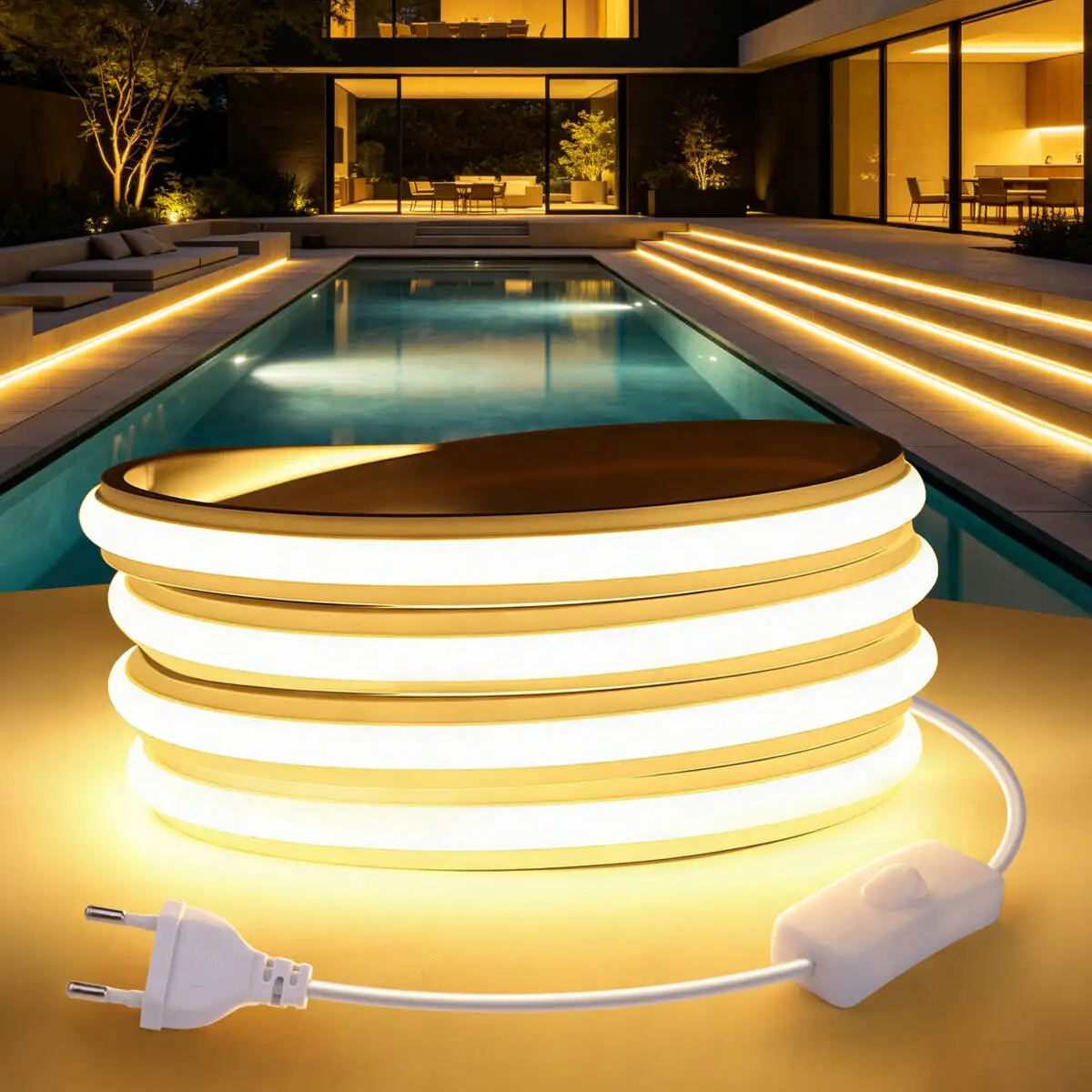 220V LED Lighting String Fairy Lights COB Neon LED Strip Outdoor Garden Swimming Pool Christmas ,Party, Wedding,Hallways Decor