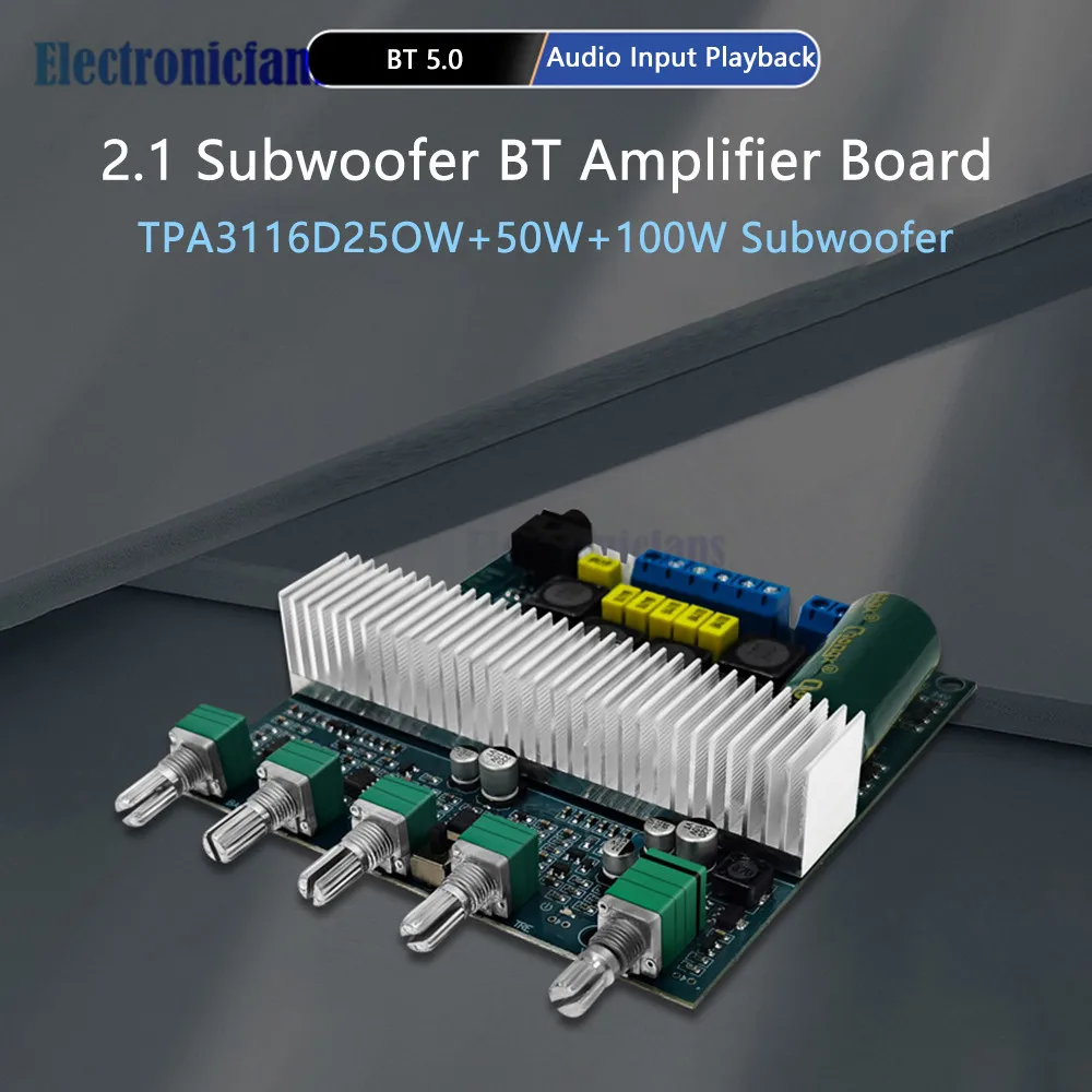 TPA3116 Bluetooth 5.0 2.1 Subwoofer o dużej mocy wzmacniacz cyfrowy płyta DC12-24V gotowa płyta 250W + 50W + 100W