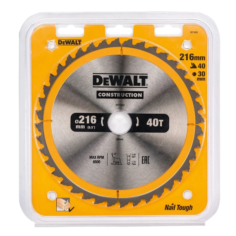 Imagem -03 - Dewalt-saw Blade Purpose Peça para Ferramentas Elétricas Liga Rápida e Suave Alta Dureza Dt1953 216x30 mm 40t