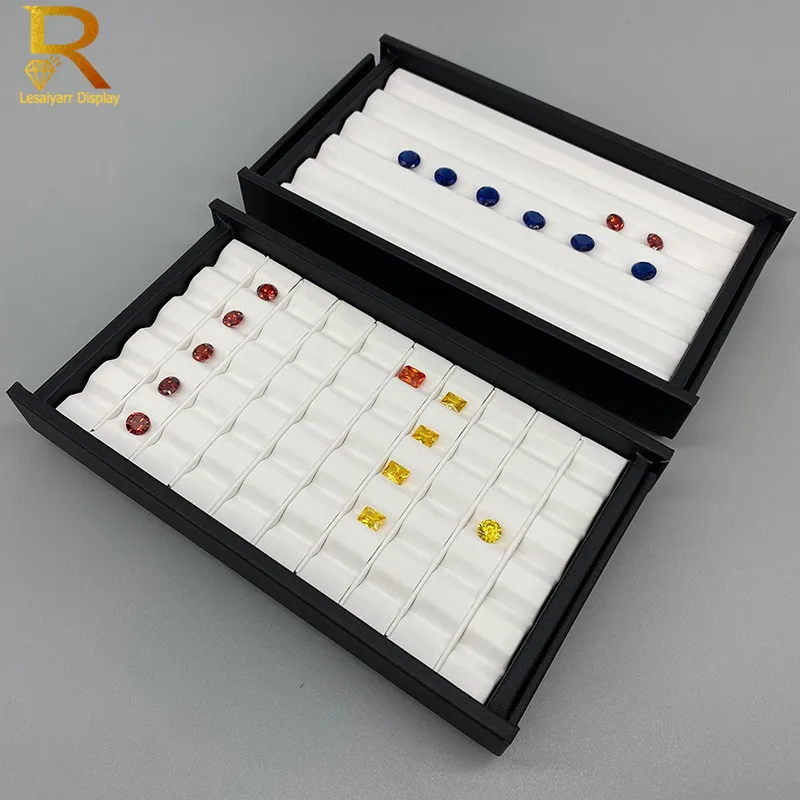 Jewelry Gems Carry Travel Display Box Show Gemstone Organizer Holder Loose Diamond Presenting Stand Tray Gem Stone Storage Case