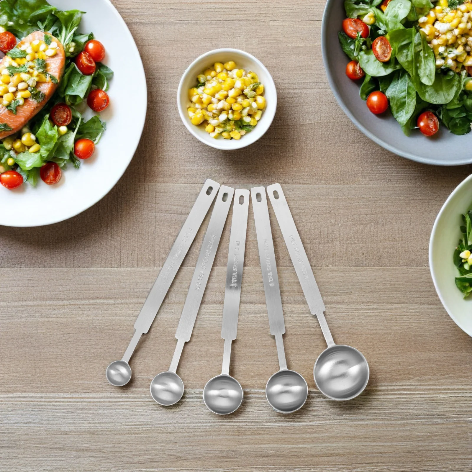 

5Pcs Stainless Steel Measuring Spoons Set Precise Baking Coffee Tea Scoop Sugar Milk Powder Kitchen Tools Nesting Metal Scoops