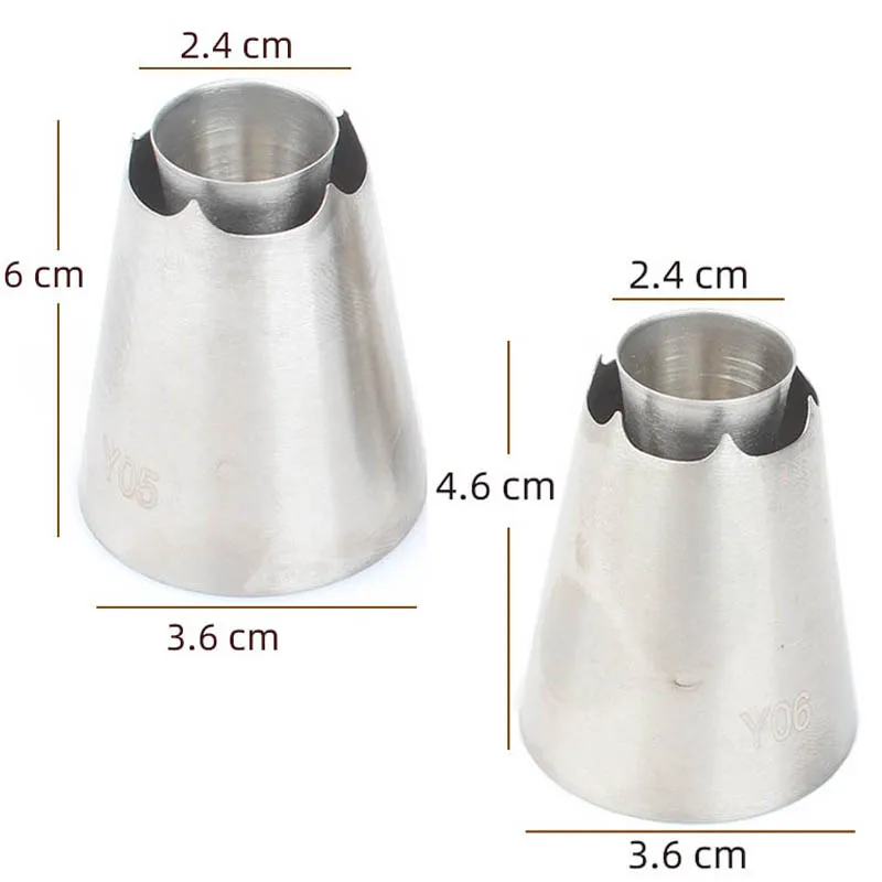 New Y05#Y06# Romia Hollow Cream Nozzles Stainless Steel Cake Flower Decoration Icing Piping Tips Cupcake Fondant Pastry Nozzles