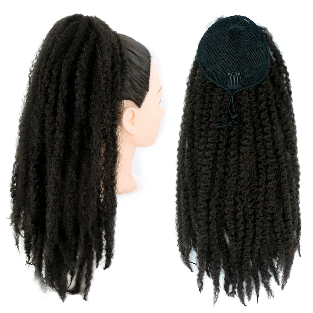 Synthetic Marley Twist Braids Ponytail Drawstring Braiding Afro Kinky Curly Pony Tail Clip in Hair Ponytail Extension for Women