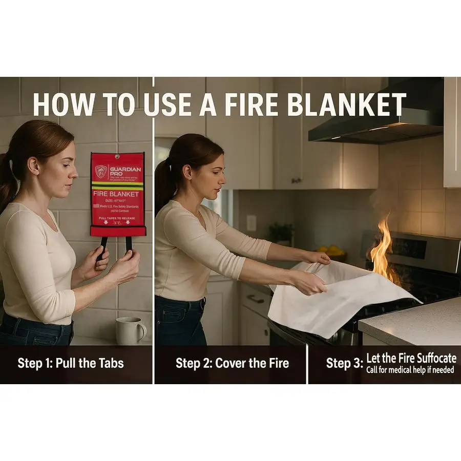 Пожарное одеяло для дома и кухни 47x47 Must Have Fire Protection Пожарная защита Подавление из стекловолокна Пожарные одеяла для дома Кемпинг Ca