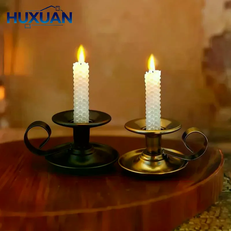 Metal Candle Holder Desktop Candlestick Adornment Candle Holder With Handle Centerpiece Dining Table Wedding Festive Decoration