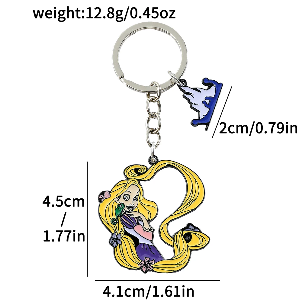 Disney Rapunzel Tangled Princess Anime Cartoon Metal Keychain Gifts for Woman Girl