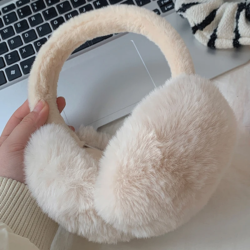 Solid Color Soft Plush Ear Warmer Winter Warm Earmuffs Fashion Ear Cover Outdoor Cold Protection Ear-Muffs Folding Earflap