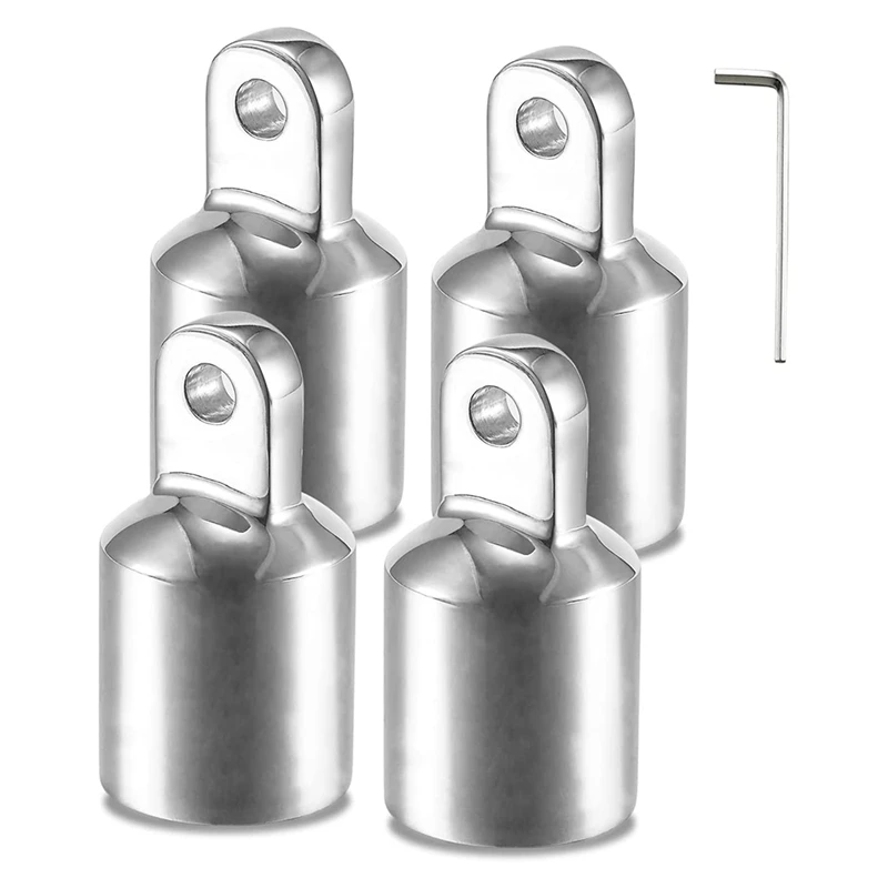 A50I Bimini Top Eye End Cap Fits OD Round Tubing, With An L Shape Hex Wrench, 316 Stainless Steel,(4 Pack)