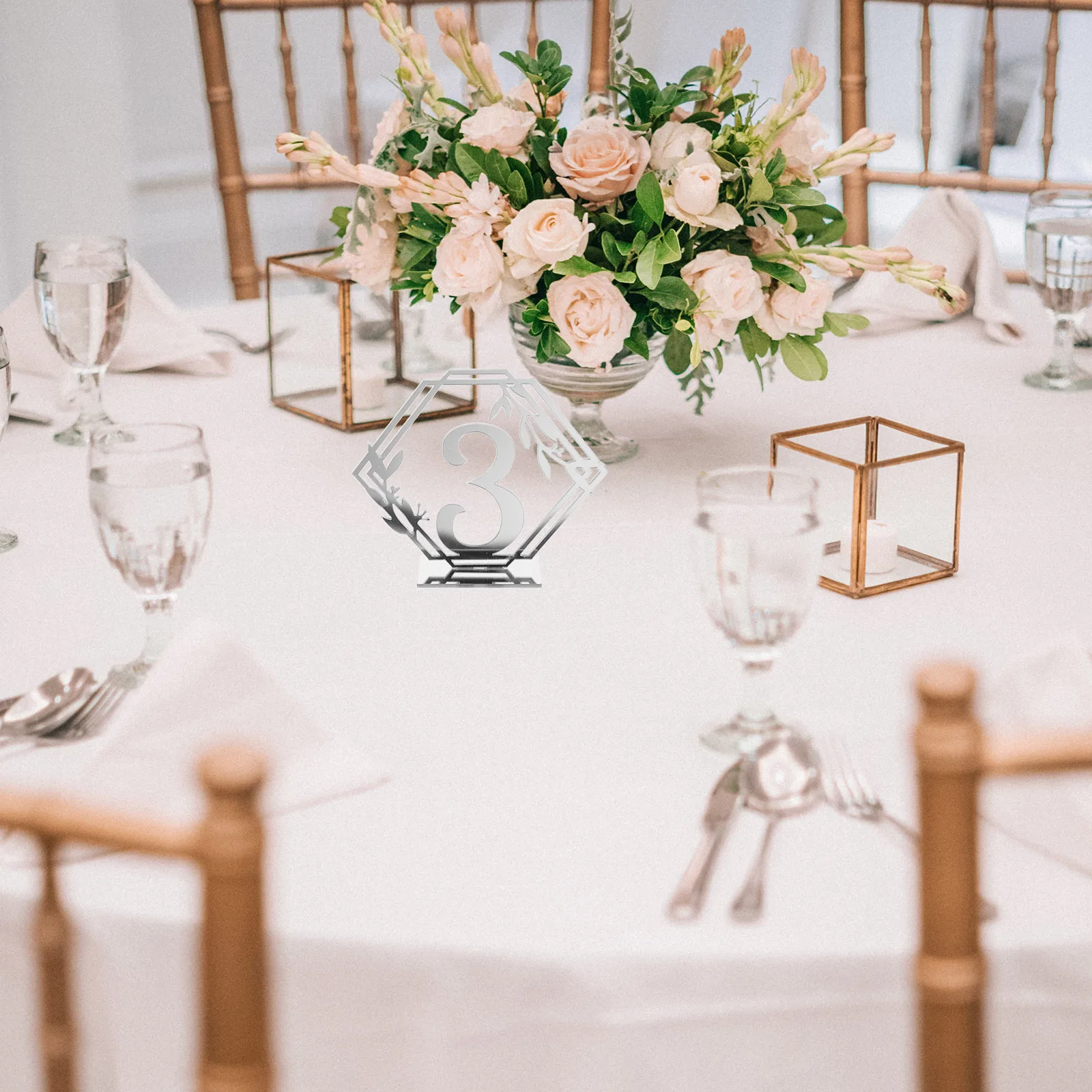 

10Pcs Table Sign Hexagonal Reserved Acrylic Number 1-10 Seating Signs for Wedding Banquet Party Conference Decor