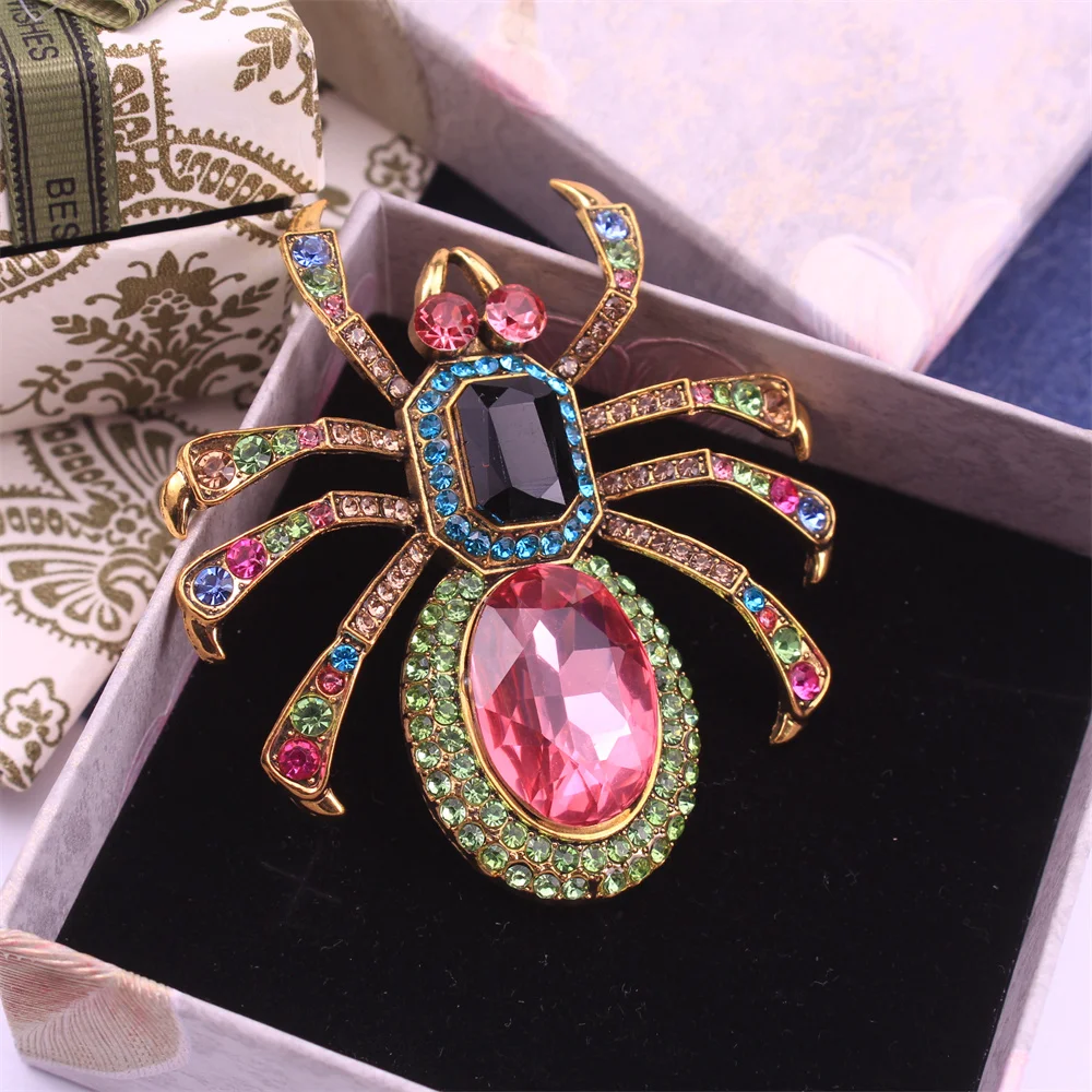 1 Piece Inlaid Rhinestone Sparkling Spider Design Ladies Brooch, Elegant and Beautiful, Decorate Coat, Suitable for Couple Gift