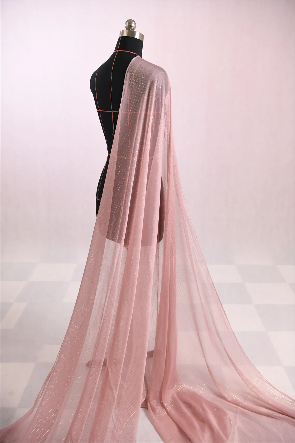 3m Txl Silk Crepe Georgette Fabric Woven Gold Shimmer Subtle Glitter Misty Pink Luxury High-End Dress Material
