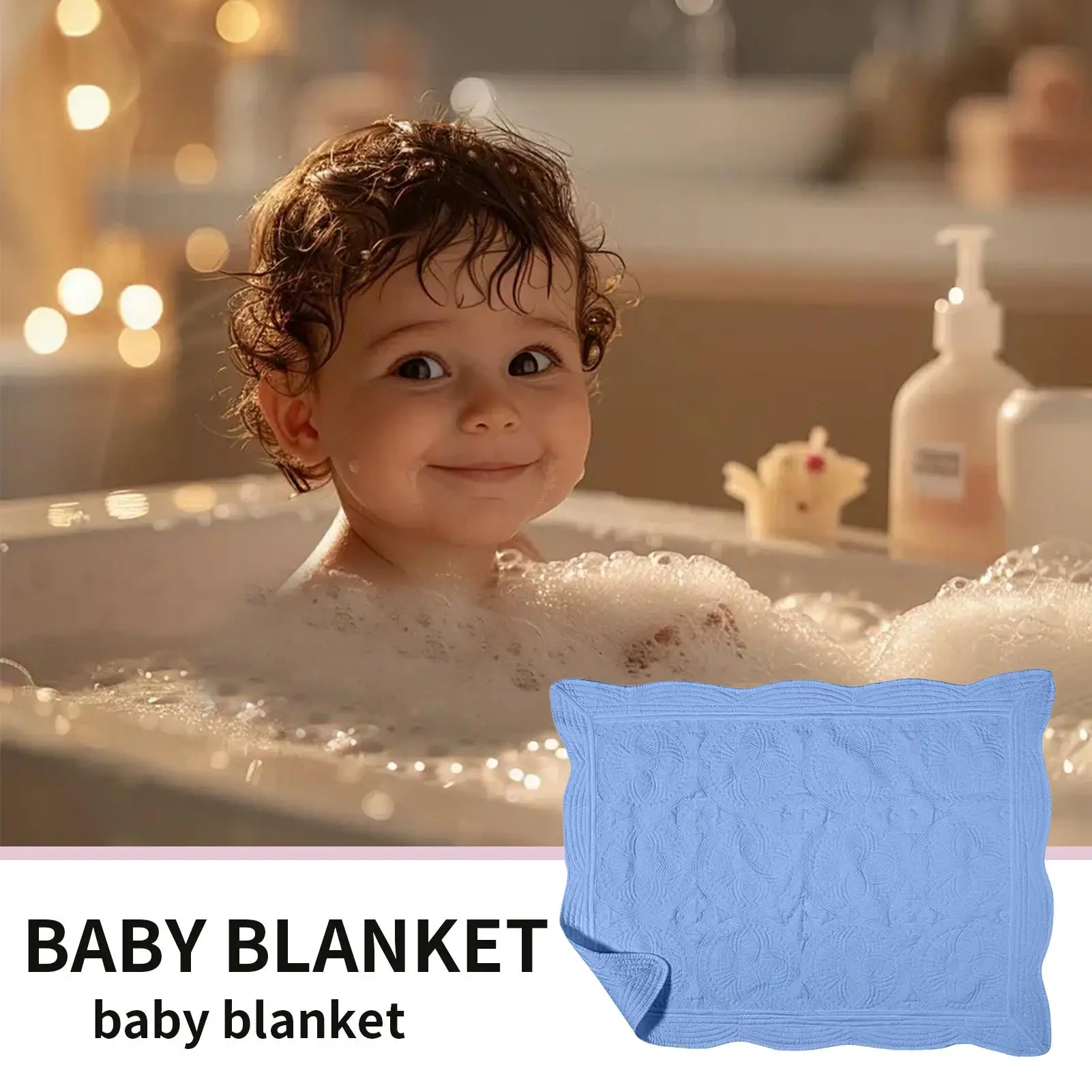 

Baby Blanket Embossed Cotton Nursery Wrap Machine-Washable Portable Toddler Nursery Quilt Foldable Swaddling Wrap For Stroller