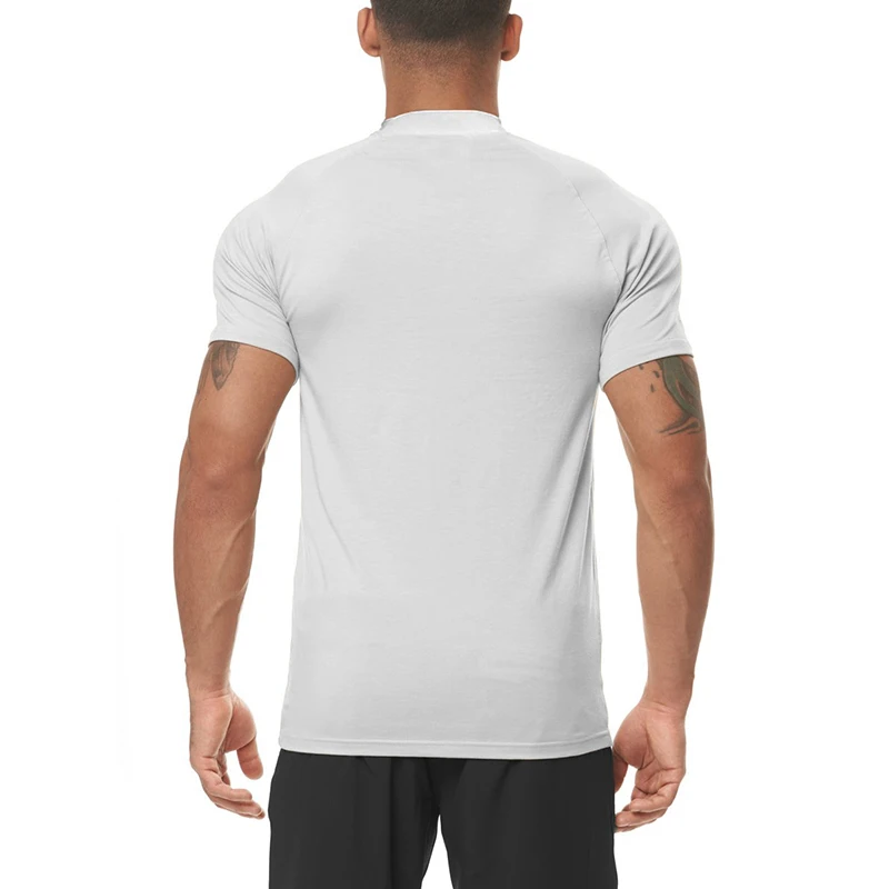 Men's Turtleneck Short Sleeves Tight Sport Tops Gyms Bodybuilding Quick Dry T-Shirt Fashion Michigan Midwestern USA Print Shirt