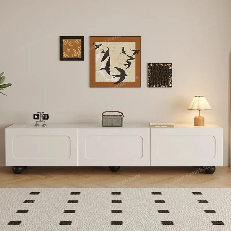 

Living Room White Tv Stands Modern Display Nordic Wood Tv Table Aesthetic Minimalist Drawers Storage Muebles Unique Furniture