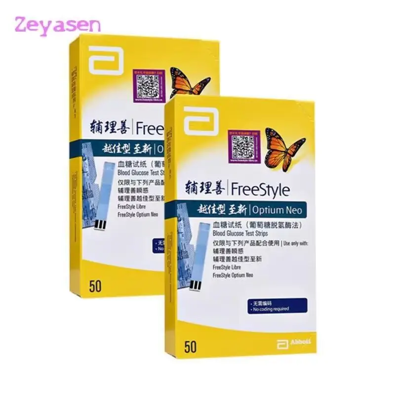 Tiras reactivas Abbott Freestyle Optiums Neo 50/100/250 piezas Monitor de azúcar en sangre para diabetes EXP: 2025-12 (sin caja)