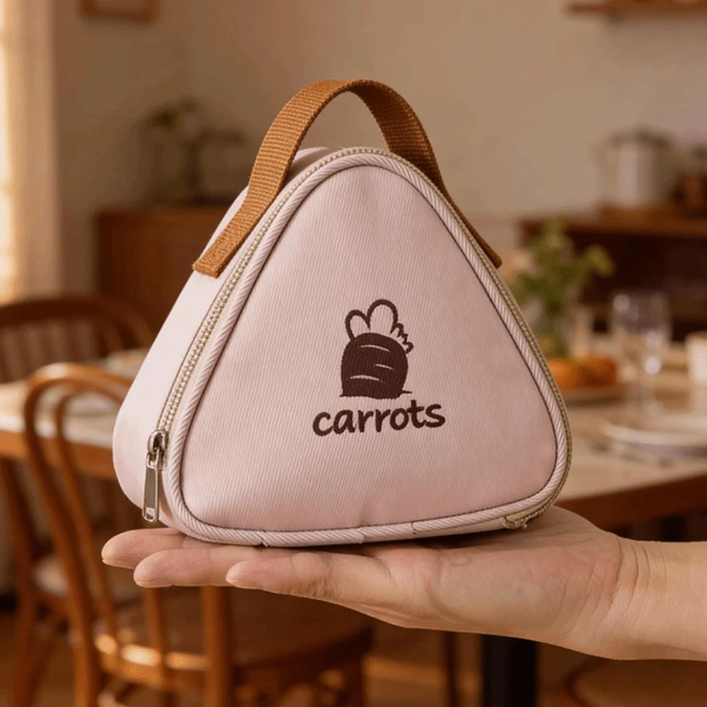 Mini Breakfast Bag Triangular Shape Waterproof Material Insulated Lunch Bag Thickened Design Handheld Style Lunch Carry Bags