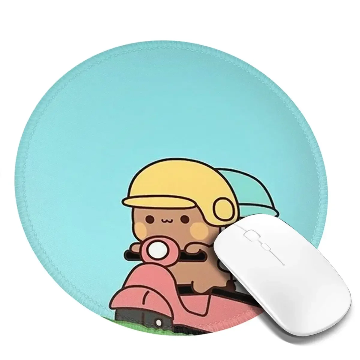 Peach And Goma Bubu Dudu Balloon Round Mouse Pad Computer Keyboard Mouse Mat Gamer Laptop Desk Mat Office Accessories Table Mats