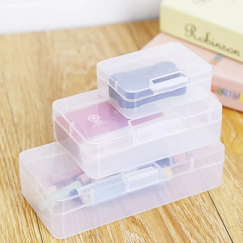 20PCS  Buckle rectangular plastic empty box with lid, transparent small storage box, makeup removal, cotton headgear storage box