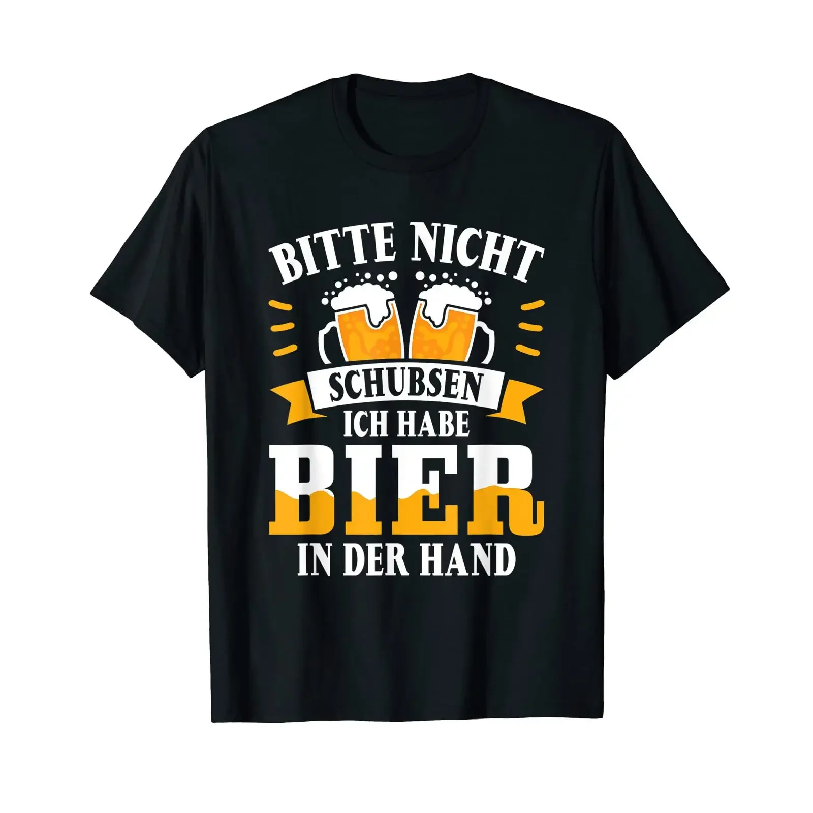 T Shirt with Beer Saufen Bitte nicht schubsen Ich habe Bier in der Hand German Language vintage Washed Top For Everyday Wear