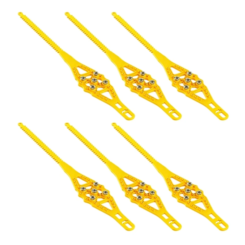 Rubber Vehicle Tire Chain with Central Metal Centers, 6 Pack