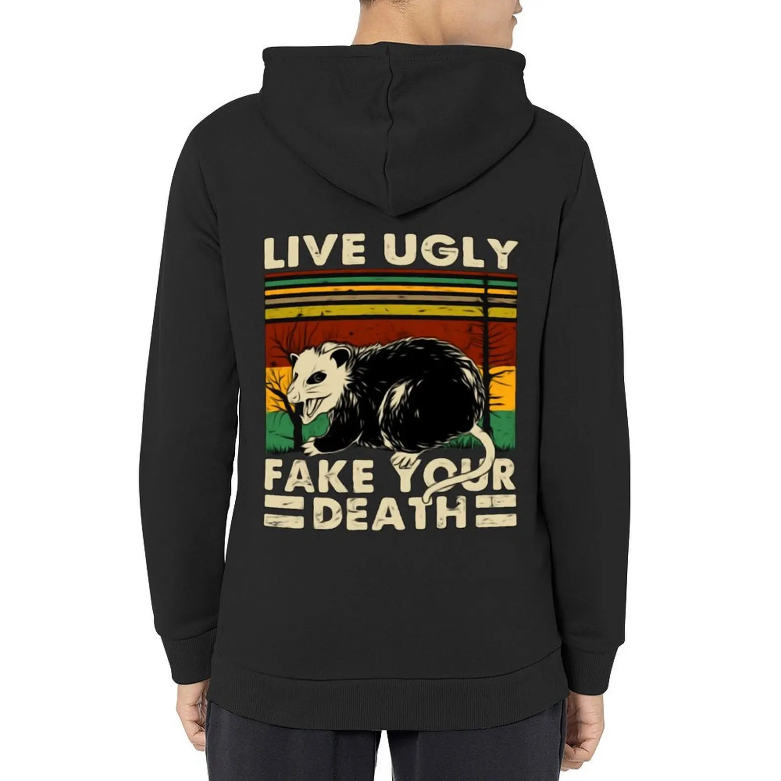 

Live Ugly Fake Your Death Hoodie autumn clothes men's sweat-shirt set men clothing hooded shirt hoodie graphic