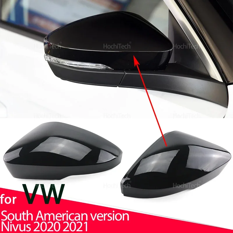 For Volkswagen South American Nivus Pre-facelift 2020 2021 Carbon fiber pattern Black Side Rearview mirror cover Caps