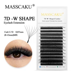 MASSCAKU Automatische Blüte W-Form Bloom 3D 4D 5D 6D 7D 8D Vorgefertigte Fächer Wimpernverlängerungen Natürliche weiche Einzelwimpern