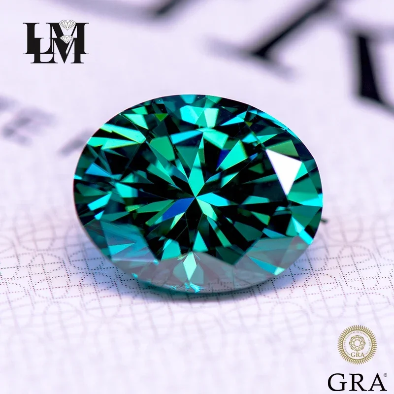 

Moissanite Gemstone Natural Color Emerald Green Oval Cut Lab Grown Diamond For Charms Women Jewelry Making With GRA Certificate