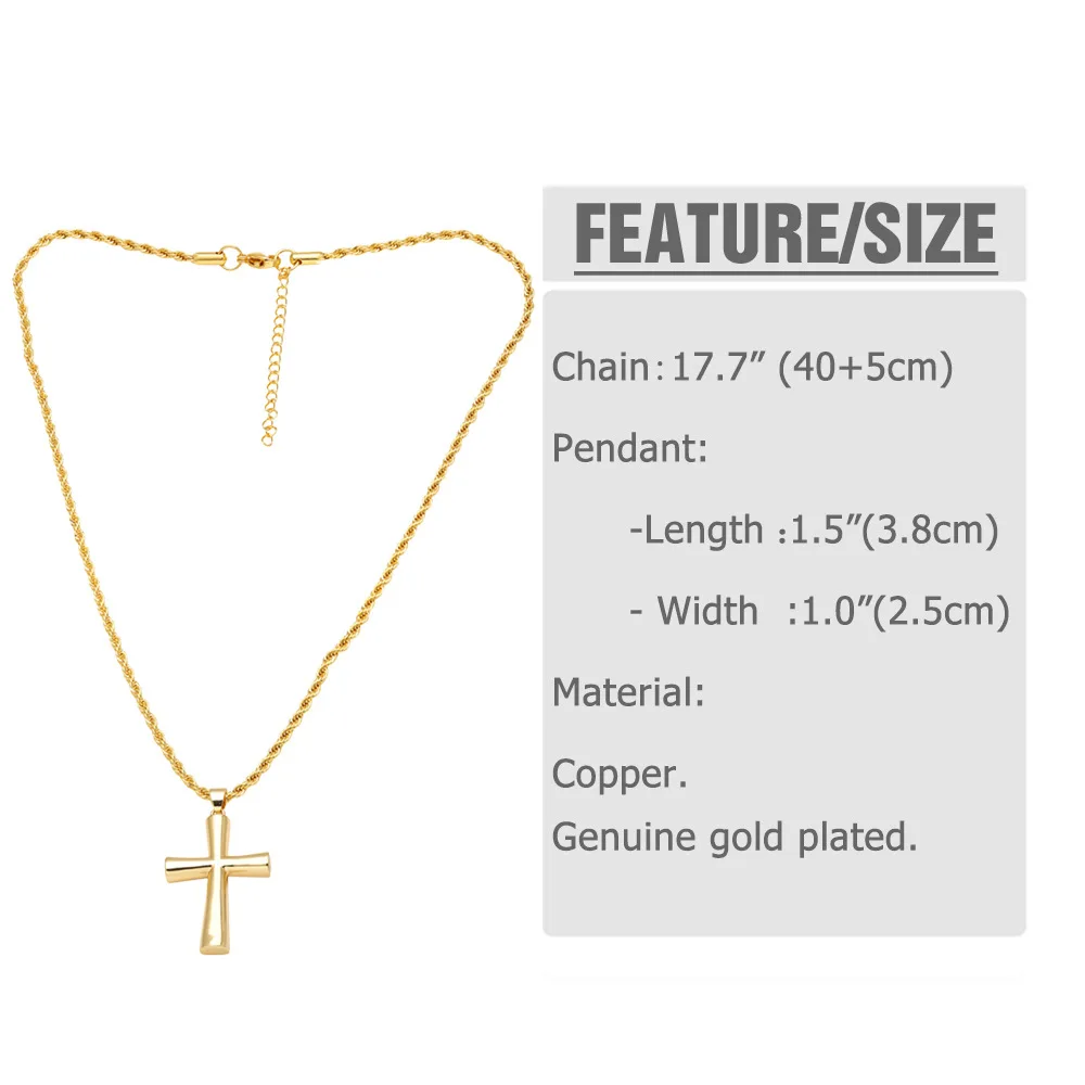 1PCS Men's Gold-Tone Smooth Cross Pendant Necklace (Collarbone Chain) – Hot Seller