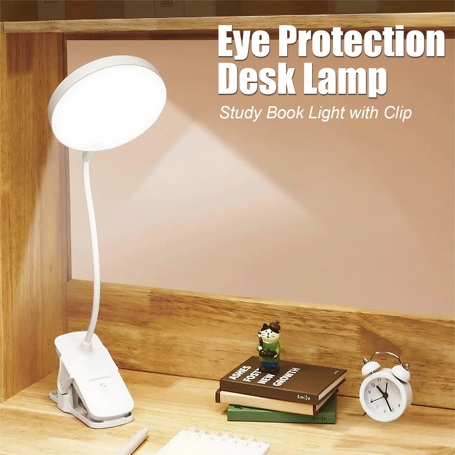 

Touch Sensor Clip Led Desk Lamp USB Rechargeable Eye Protection Light 3 Colors Dimmable Foldable Bed Reading Study Night Light