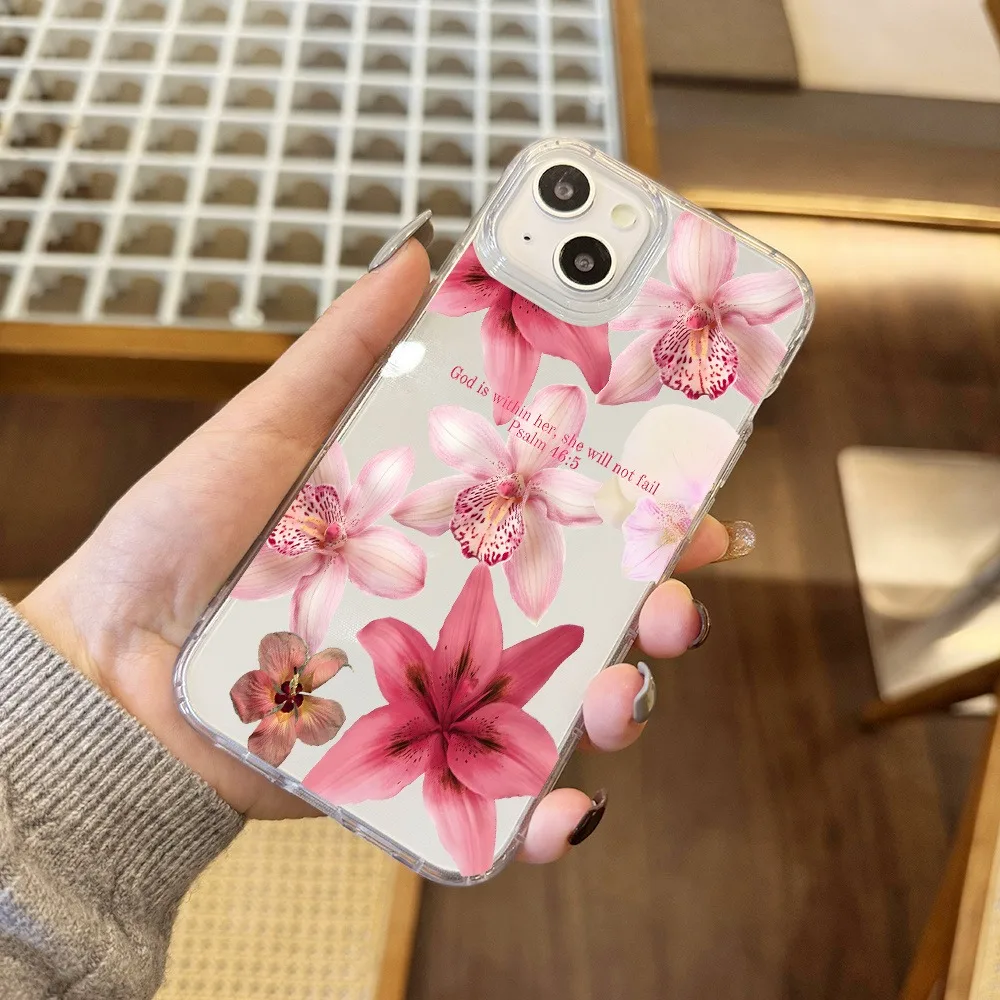 Pink Flower Psalm Christian Quote Trendy Aesthetic Clear Phone Case Cover for iPhone 17 16 11 12 13 14 15 P Ro Max Plus XS X 7 8 - Image 2