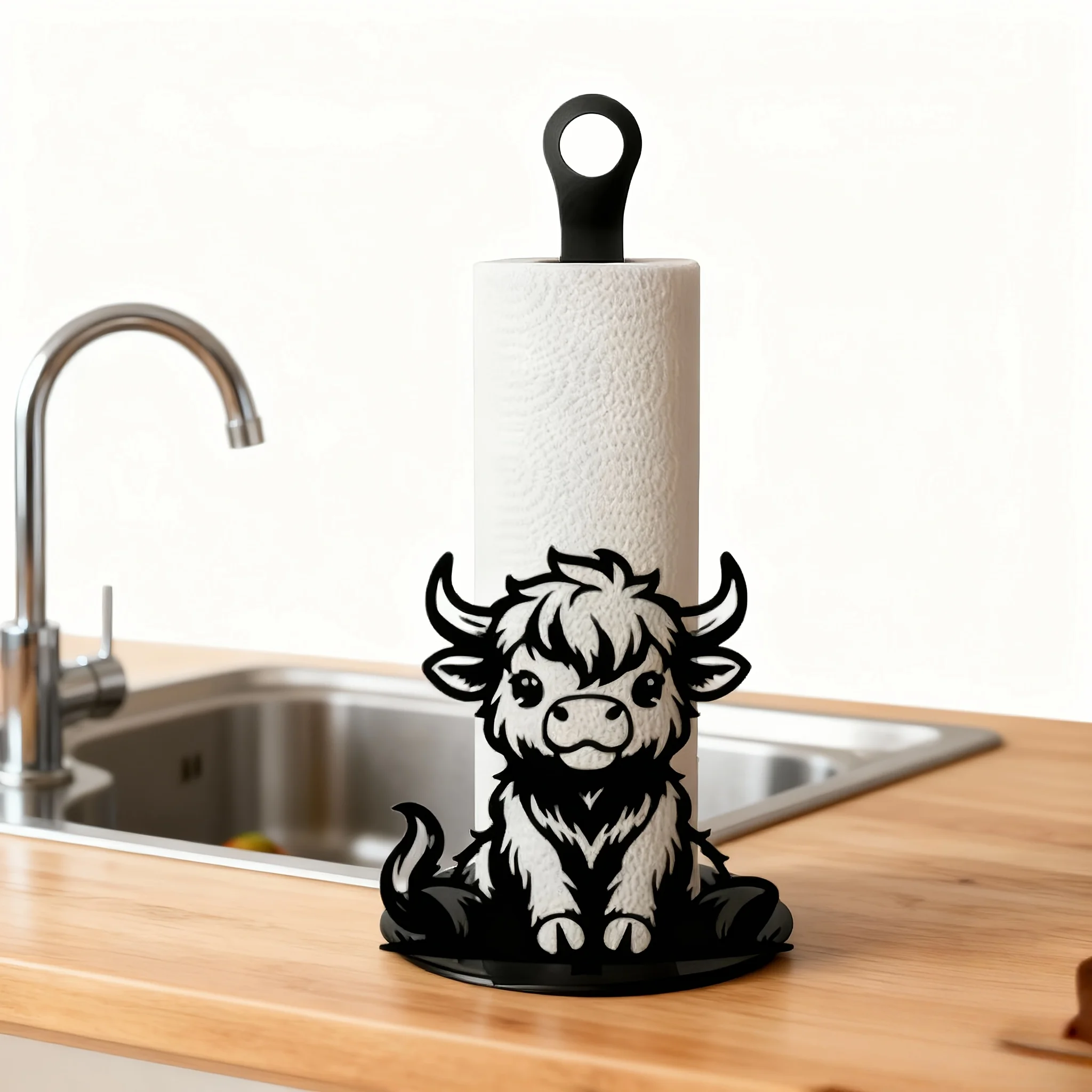 

Metal Highland Cow Toilet Paper Holder, Exquisite Highland Cow Hollow Iron Ready To Use Paper Roll Holder