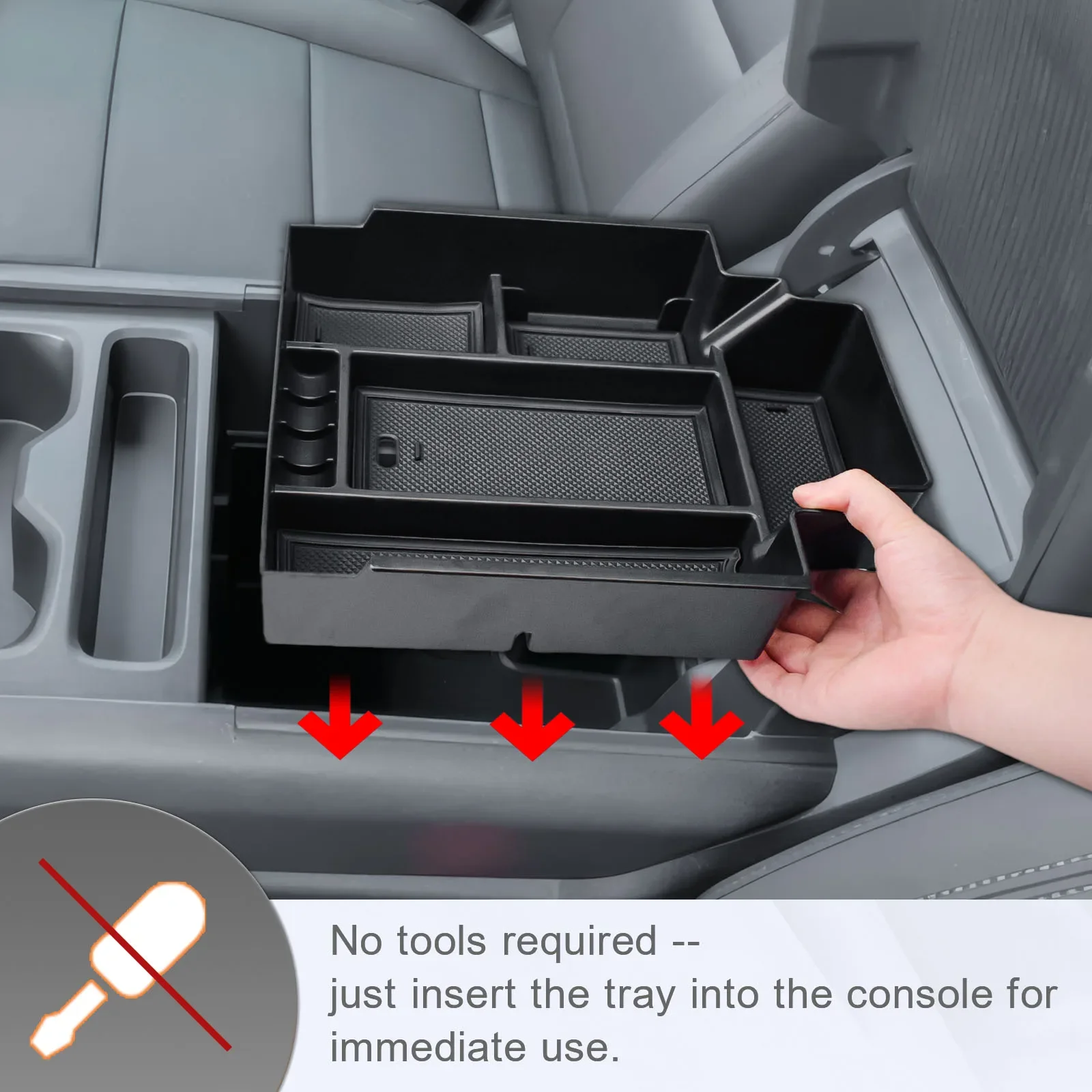 ل 2024-2025 تشيفي سيلفرادو EV WT وجي إم سي سييرا EV وحدة التحكم المركزية درج منظم مسند الذراع صندوق تخزين الداخلية اكسسوارات السيارات #3