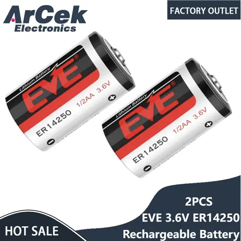 2PCS EVE 3.6V ER14250 LS14250 ER14250H 14250 Lithium Battery Non Rechargeable Li-ion Cell for PLC CNC Machine Tools Gas Meter